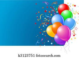 Blue card with colorful balloons Blue card with colorful balloons