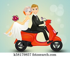 bride and groom on scooter bride and groom on scooter