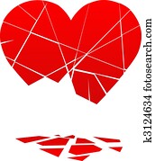 Broken Valentine Heart Falls to Pieces Broken Valentine Heart Falls to Pieces