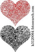 fingerabdruck, herzen fingerabdruck, herzen