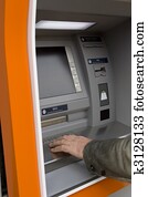 Male hand at European ATM