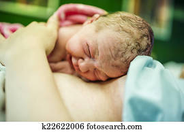 menina bebê, poucos, minutos, após, a, nascimento