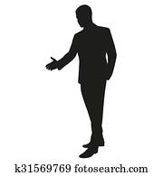 Hand shaking. Vector silhouette