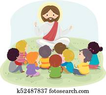 Stickman Kids Jesus Preach Illustration Stickman Kids Jesus Preach Illustration