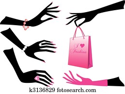 weiblich, hands,, vektor weiblich, hands,, vektor