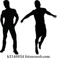 2 sexy men silhouettes on white background 2 sexy men silhouettes on white background