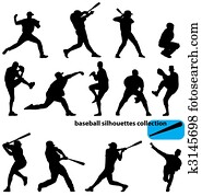 baseball, silhouetten, sammlung baseball, silhouetten, sammlung