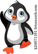 caricatura, bebê, pingüim