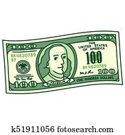 Cartoon 100 dollar bill