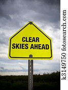 Clear skies ahead road sign