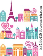 Cute vector illustration of cities of the world