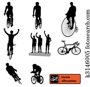 fahrrad, silhouetten, sammlung
