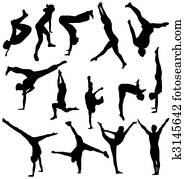 gymnastisch, silhouetten, sammlung gymnastisch, silhouetten, sammlung