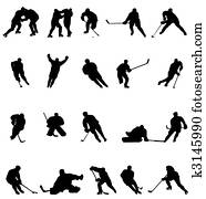 hockey, silhouetten, sammlung hockey, silhouetten, sammlung