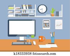 Interior office room.Flat design style