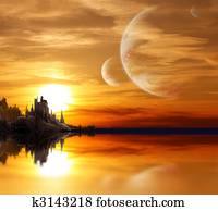 Landscape in fantasy planet