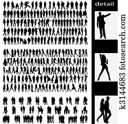 men,, woman,, goups, ו, זוגות, צלליות