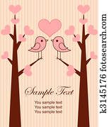 niedlich, vögel, pärchen