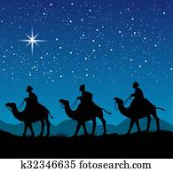 noël scène, à, les, trois, sage