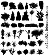trees and shrubs silhouettes trees and shrubs silhouettes