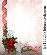 Wedding invitation border red roses Wedding invitation border red roses