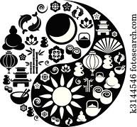 Yin Yang symbol made from Zen icons Yin Yang symbol made from Zen icons