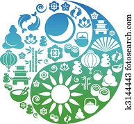 Yin Yang symbol made from Zen icons