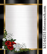 הזמנה של חתונה, גבול, ורדים אדומים