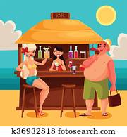 קיץ, vacation,, a, החף מוט, על ידי, ה, ים