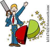 鋸, 餅形圖, 在, 一半, 詭計