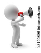 3d, liten, folk, -, megaphone