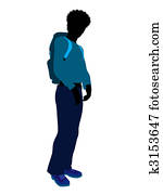 adolescente americano africano, excursionista, silueta