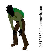 adolescente americano africano, excursionista, silueta