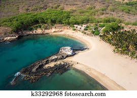 Aerial view of Tarrafal beach in Santiago island in Cape Verde - Cabo Verde