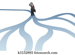 Business man decision choose paths confusion Business man decision choose paths confusion