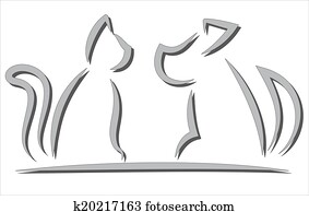 Cat and Dog Contour Simplified Silhouettes Cat and Dog Contour Simplified Silhouettes