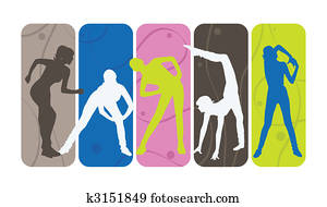 fitness, silhouettes