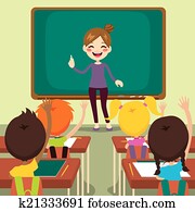 kindern, und, lehrer, auf, klassenzimmer kindern, und, lehrer, auf, klassenzimmer
