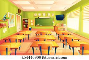 Vector cartoon empty school, college classroom Vector cartoon empty school, college classroom