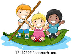 Children on Leaf Boat Children on Leaf Boat