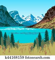 Illustration of Glacier National Park Illustration of Glacier National Park
