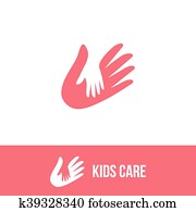 Isolated child and adult hands vector logo. Negative space icon. Family sign. Isolated child and adult hands vector logo. Negative space icon. Family sign.