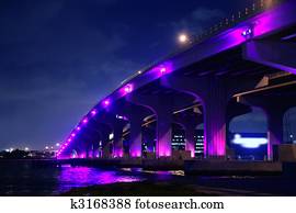 Miami florida bridge night view A1A Miami florida bridge night view A1A