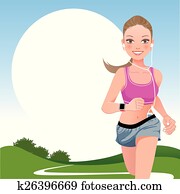 Running woman in country side Running woman in country side