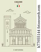 St. Mary cathedral in Cagliari, Italy. Landmark icon St. Mary cathedral in Cagliari, Italy. Landmark icon