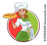 Woman pizza cook Woman pizza cook
