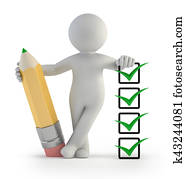 3d small people - Pencil and check 3d small people - Pencil and check