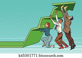 Business team lift up growth chart