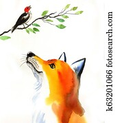 Fox and bird Fox and bird