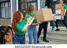 friendly charity group engaged in voluntary